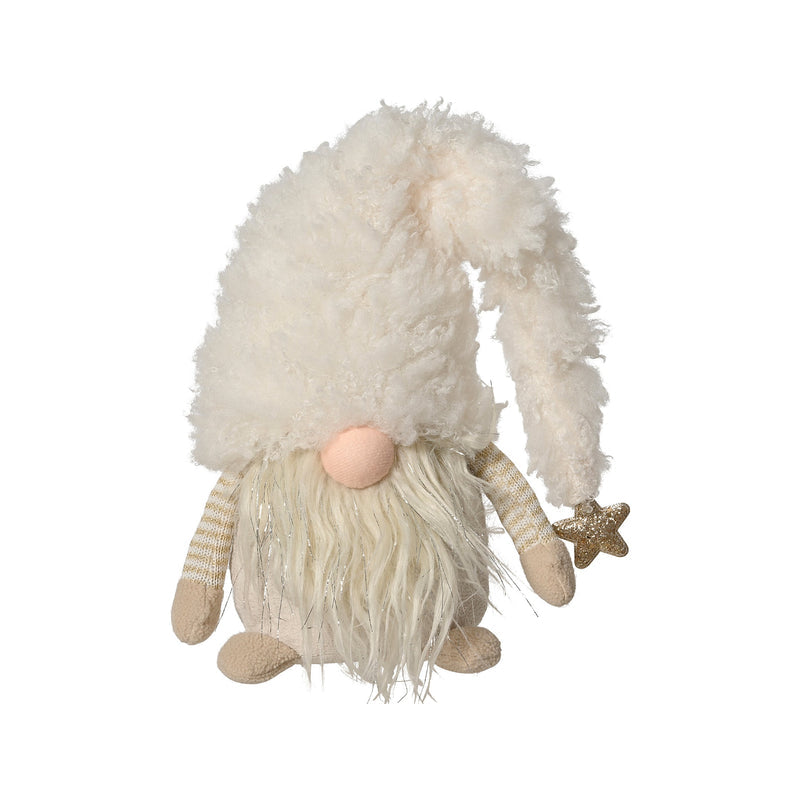 Arrêt de porte gnome de Noël – Crème — vue du produit sur fond blanc