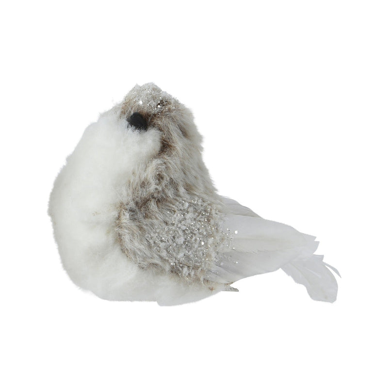 Oiseau de Noël sur clip – Blanc et gris · Modèle 2
