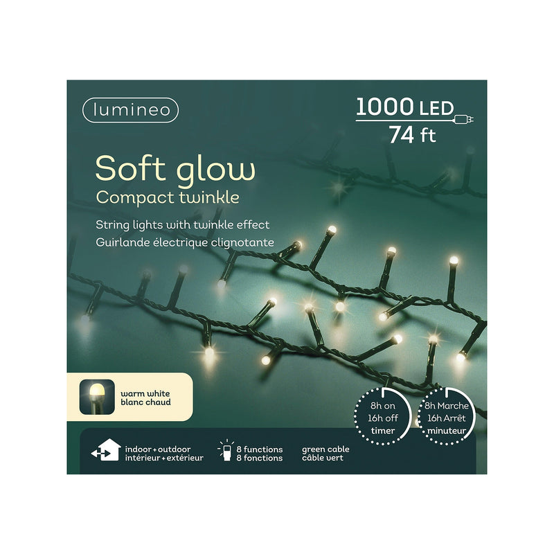 Guirlande micro-LED éclat doux – Vert / Blanc chaud — produit sur fond blanc
