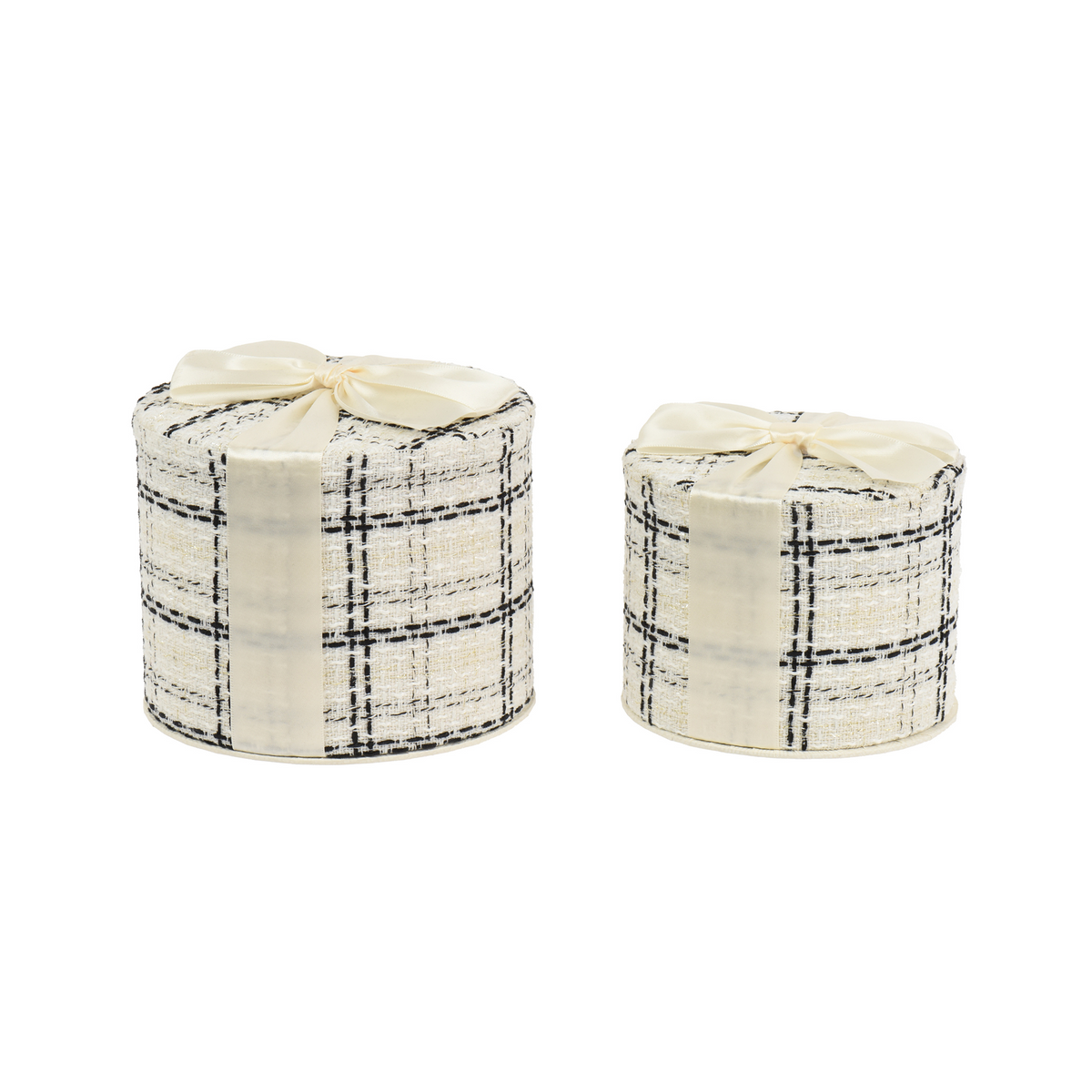 Boîte cadeau décorative en tweed – Ivoire et noir