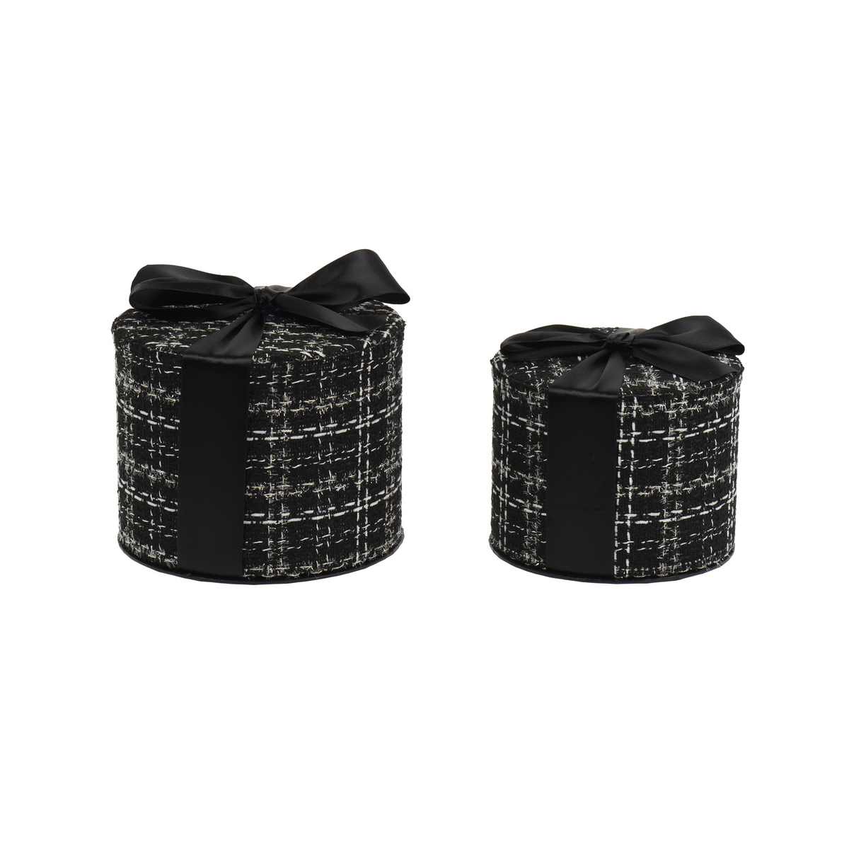 Boîte cadeau décorative en tweed – Noir et blanc