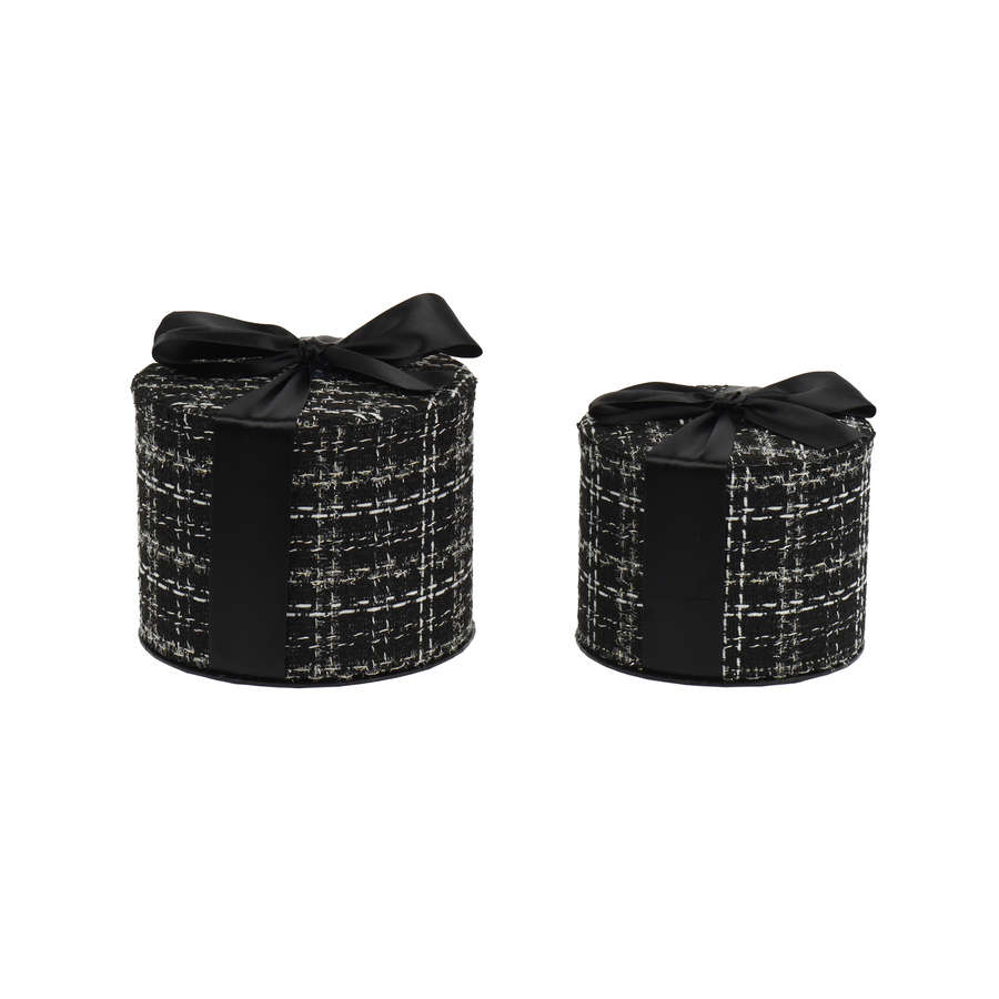 Boîte cadeau décorative en tweed – Noir et blanc