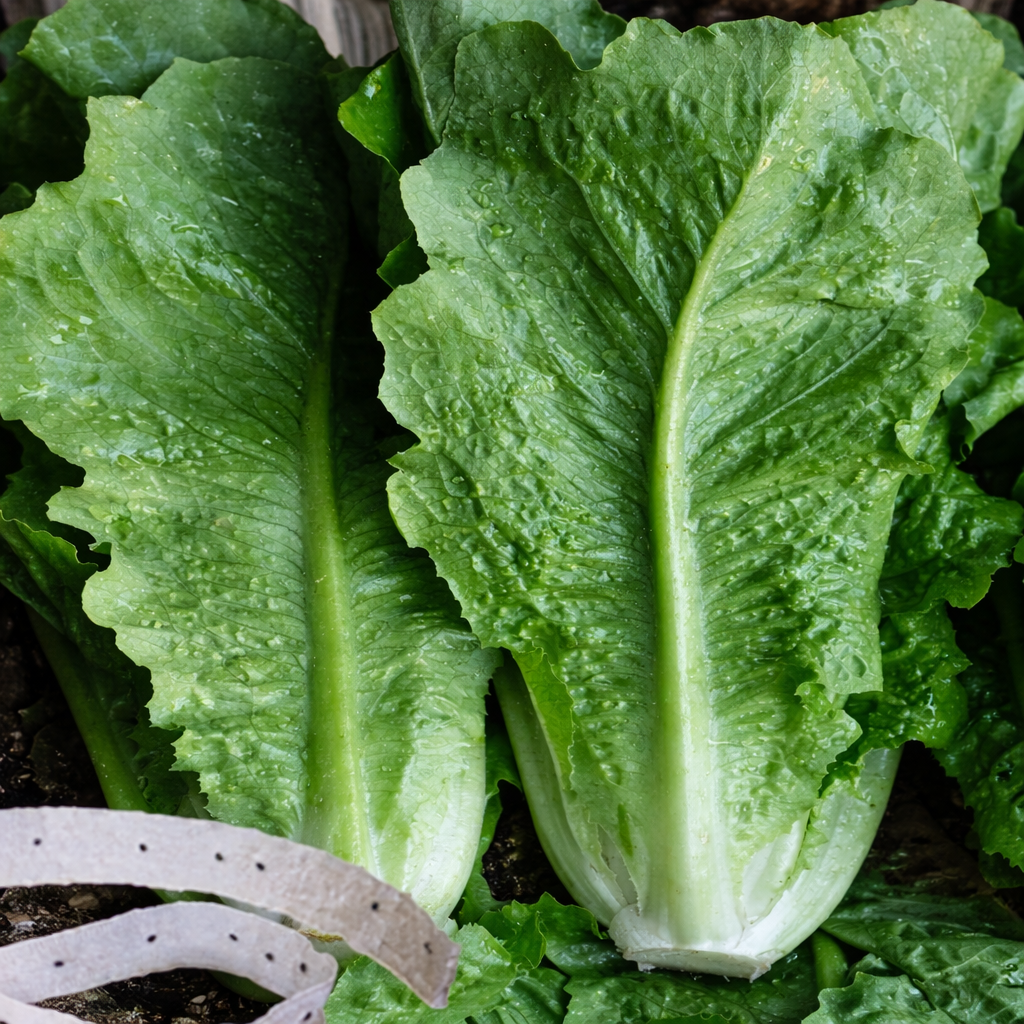 Laitue romaine sur ruban (<em>Lactuca sativa</em>)