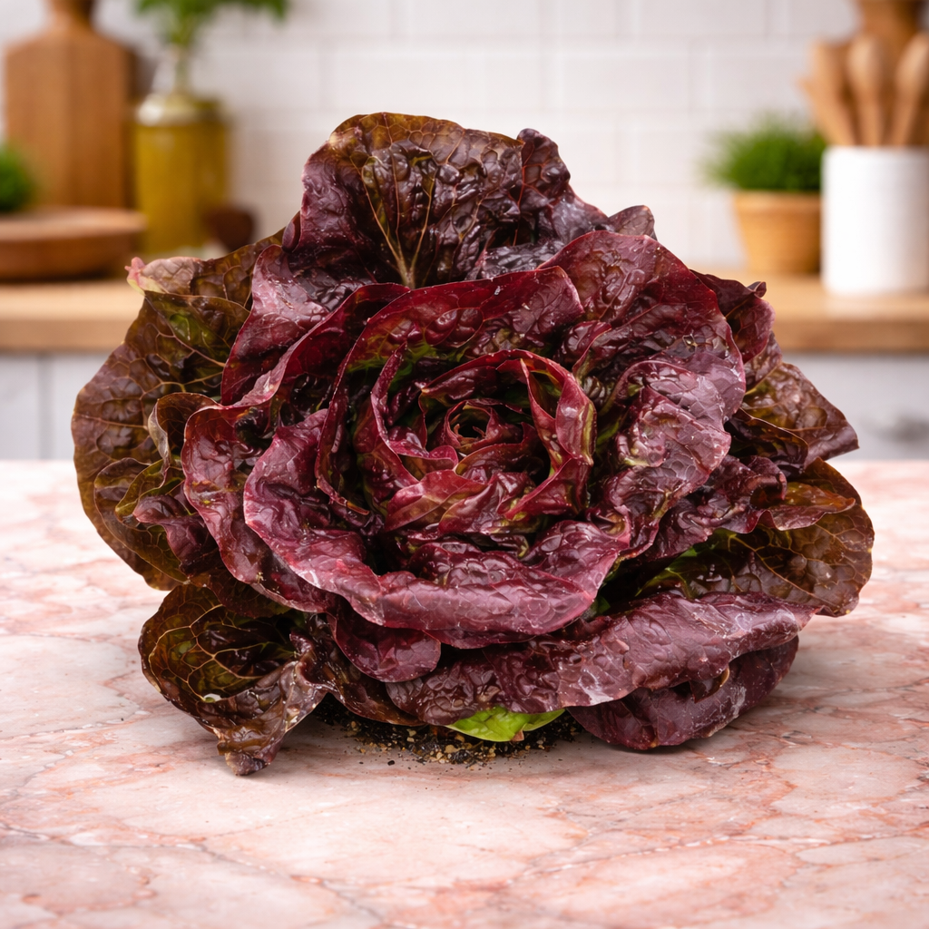 Organic ‘Truchas’ red mini-romaine lettuce (<em>Lactuca sativa</em> ‘Truchas’)