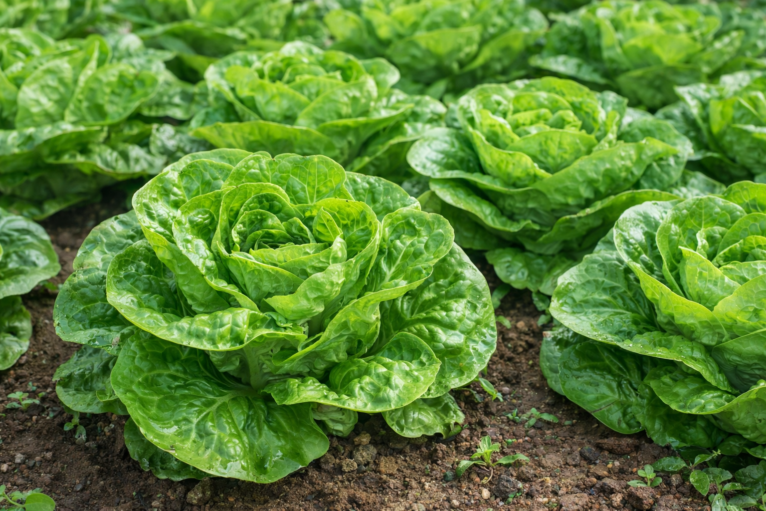 Organic ‘Xalbadora’ green mini-romaine lettuce (<em>Lactuca sativa</em> ‘Xalbadora’)