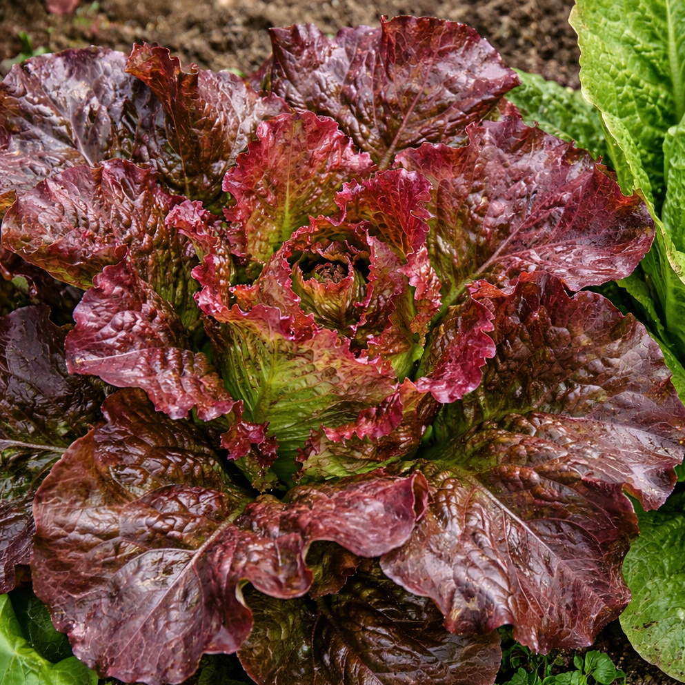 Laitue romaine ‘Outredgeous’ (<em>Lactuca sativa var. longifolia</em>)
