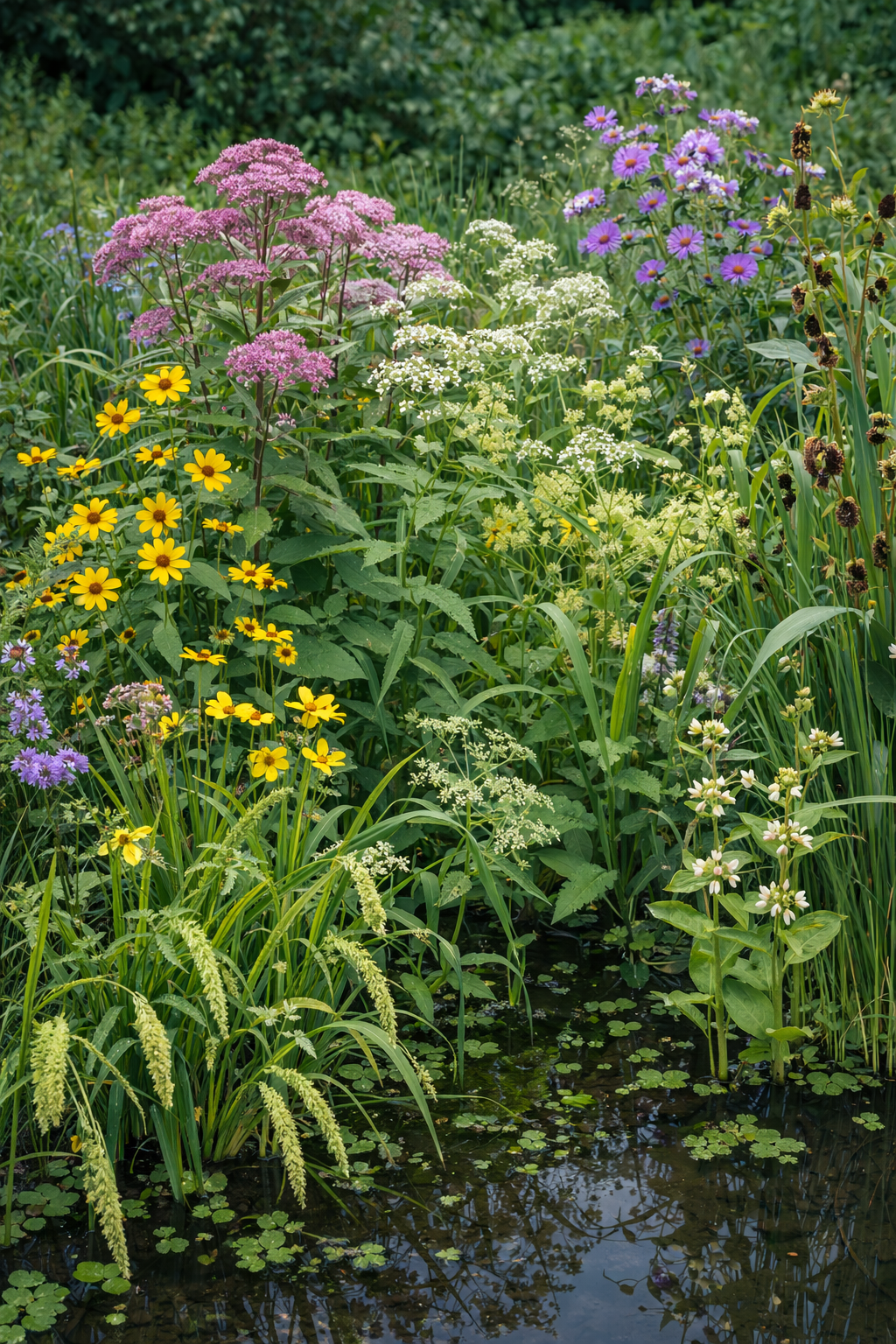 Mélange de fleurs sauvages pour sol humide composé de plantes indigènes.