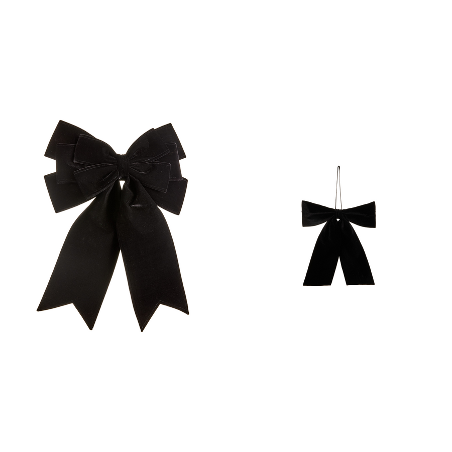 Boucle de Noël en velours noir — 22 po sur fond blanc