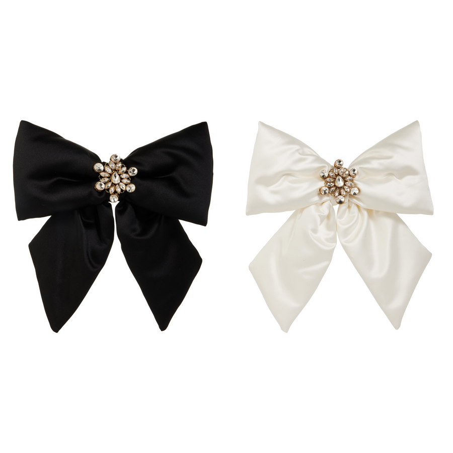 Boucle pour bouteille en satin – 11 po — Noir sur fond blanc
