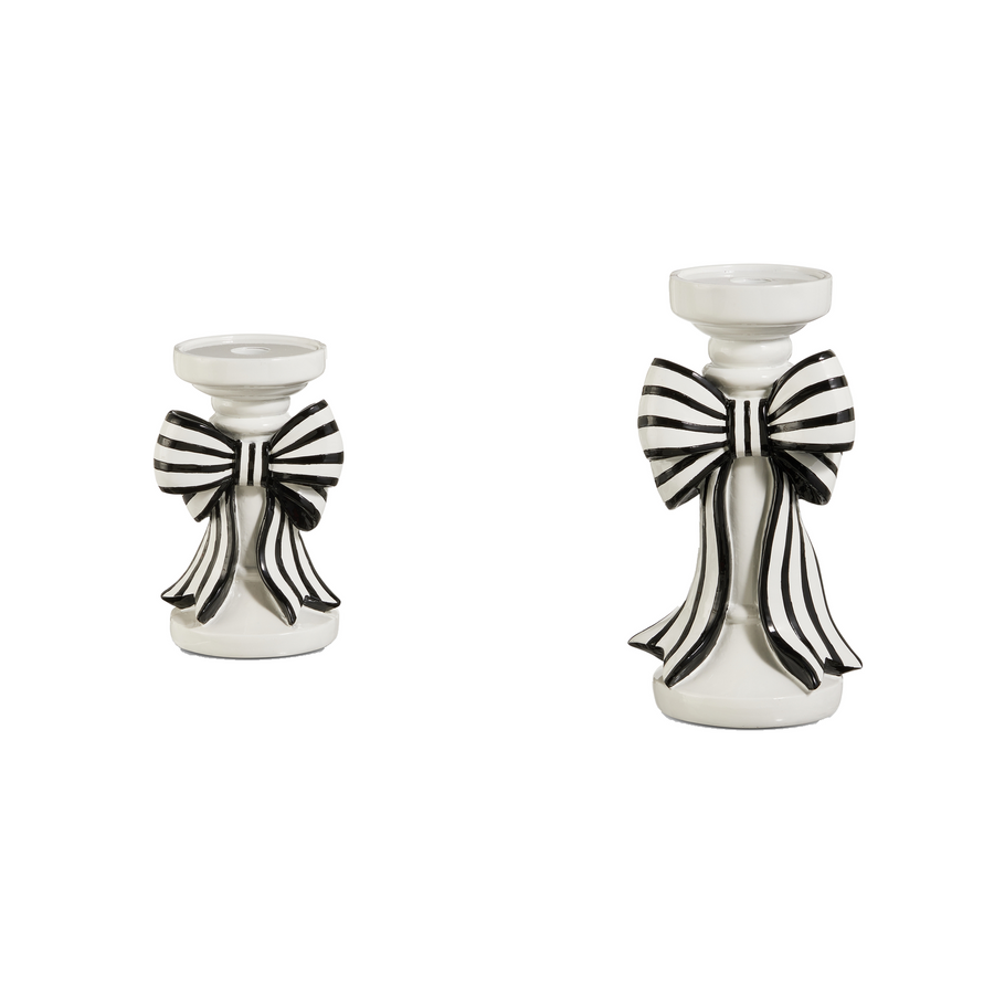 Bougeoir à boucle rayée noire et blanche — 7 po sur fond blanc