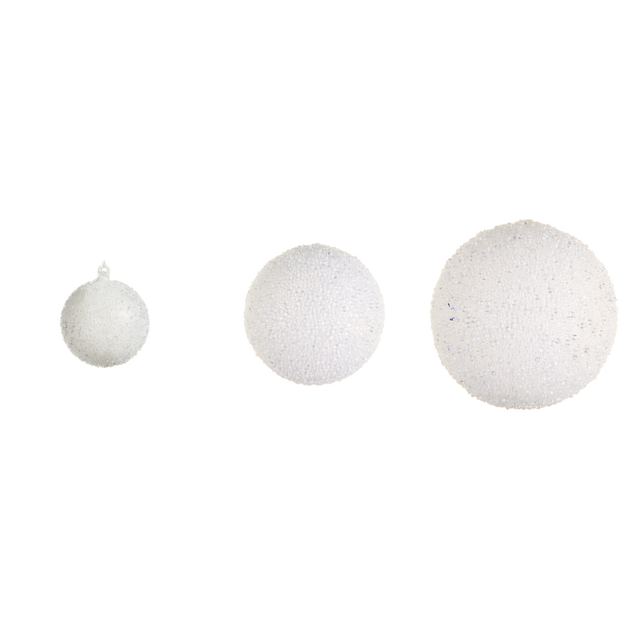 Boule de Noël blanche givrée — 4,5 po sur fond blanc