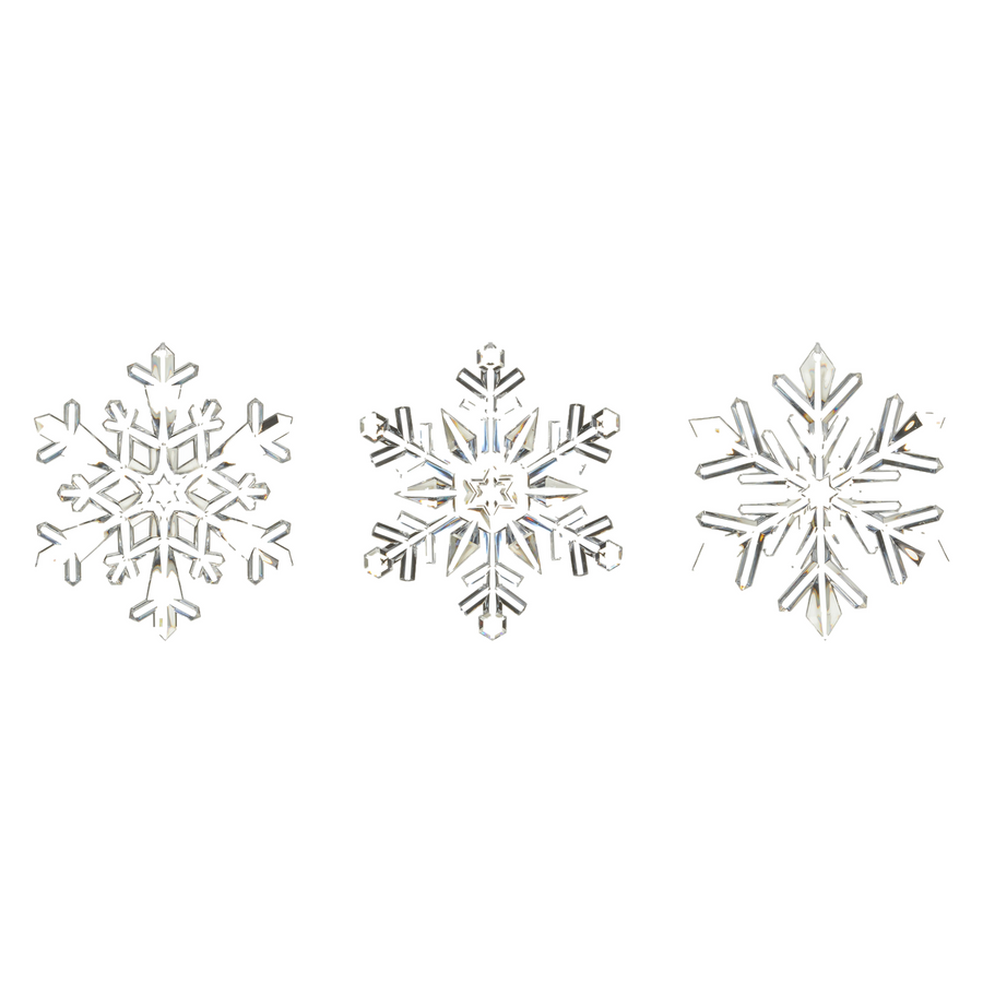 Ornement flocon de neige transparent – 9 po — toutes les variantes sur fond blanc