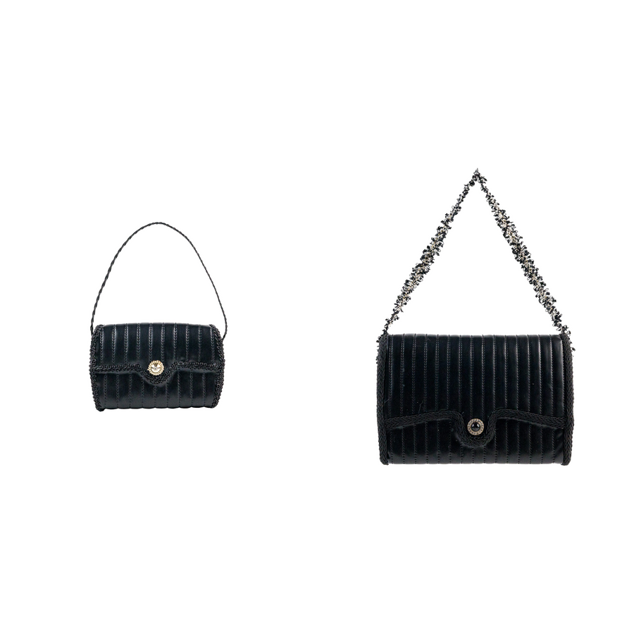 Ornement sac à main noir — 3,5 po sur fond blanc