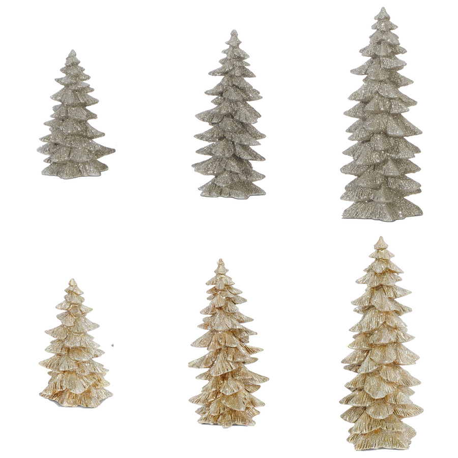 Sapin de Noël pailleté — Argenté / 5,75 po sur fond blanc