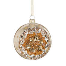 Boule de Noël dorée à réflecteur et bijoux – 4 po — toutes les variantes sur fond blanc