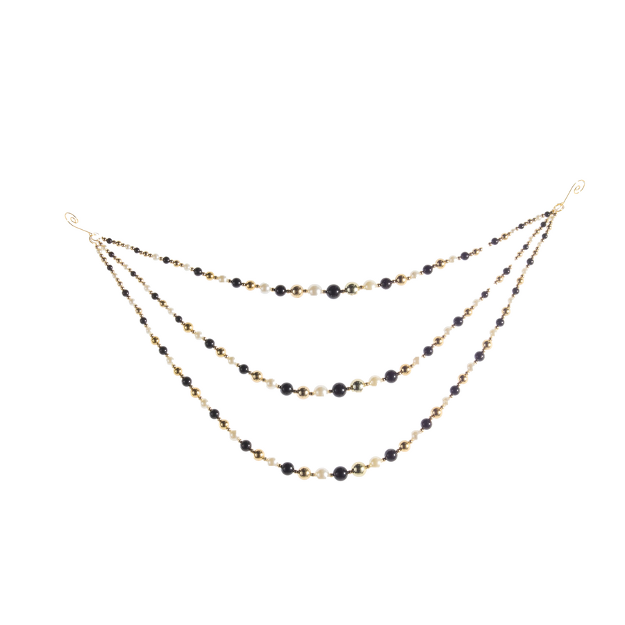 Guirlande feston noire et blanche à perles – 25 po — variantes sur fond blanc