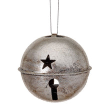 Ornement cloche de Noël antique pailleté – Argent – 3,5 po