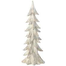Sapin décoratif de Noël patiné – Ivoire et or – 18 po