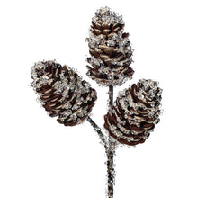 Tige décorative de Noël à pommes de pin – Naturel givré – 12 po