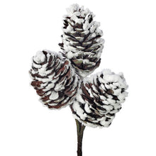 Tige décorative de Noël givré à pommes de pin – Naturel givré – 12 po