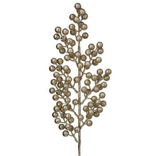 Tige décorative de Noël pailleté à baies – Champagne et or – 24 po