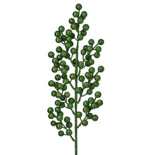 Tige décorative de Noël pailleté à baies – Vert – 24 po