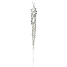 Ornement stalactite de Noël givré – Argent givré – 8 po