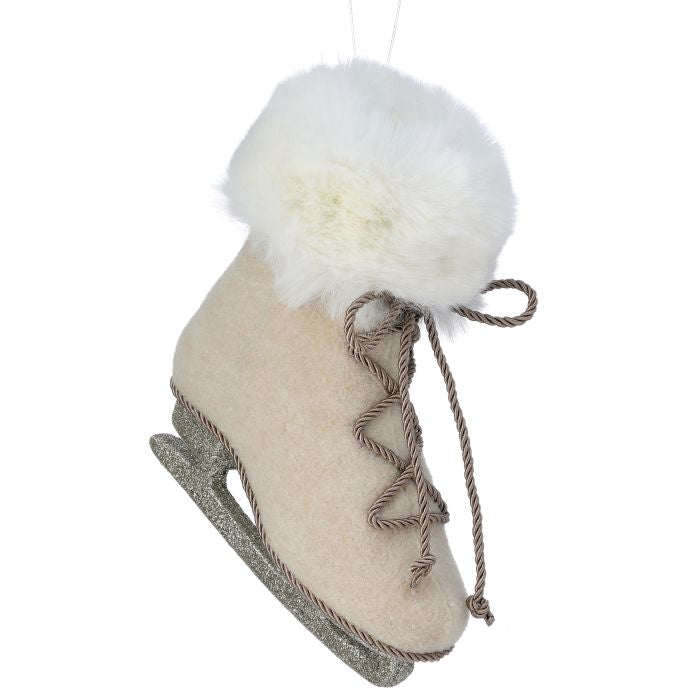 Ornement patin rétro rétro – Crème et champagne – 7 po