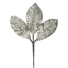Tige décorative de Noël givré à magnolias – Blanc neige – 14 po