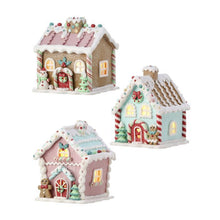 Maison de Noël lumineuse en pain d’épice pastel – Rose et menthe – 5 po