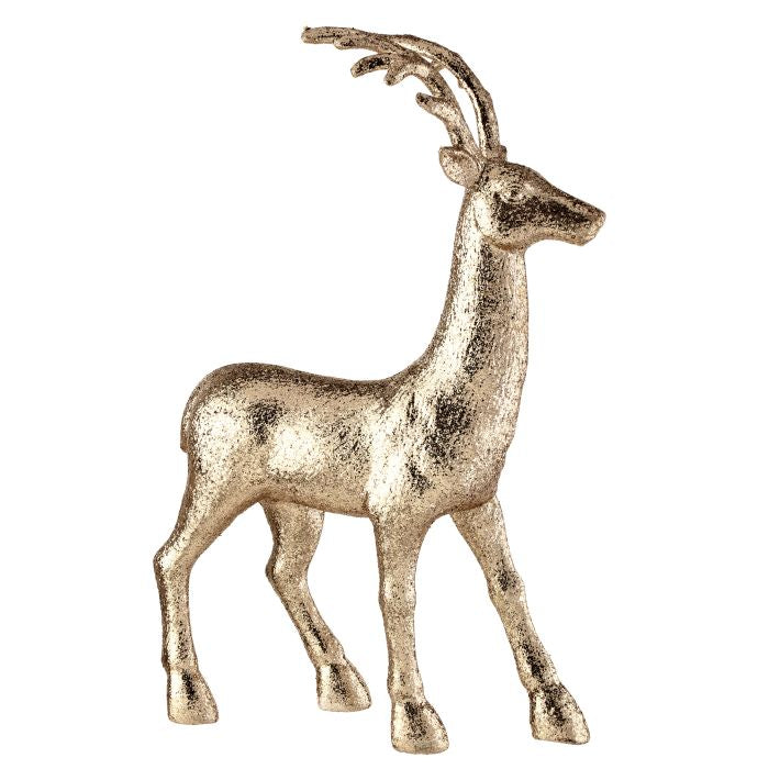 Renne décoratif de Noël pailleté – Champagne – 27 po