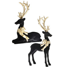 Renne décoratif de Noël floqué – Noir et or – 14 à 20 po