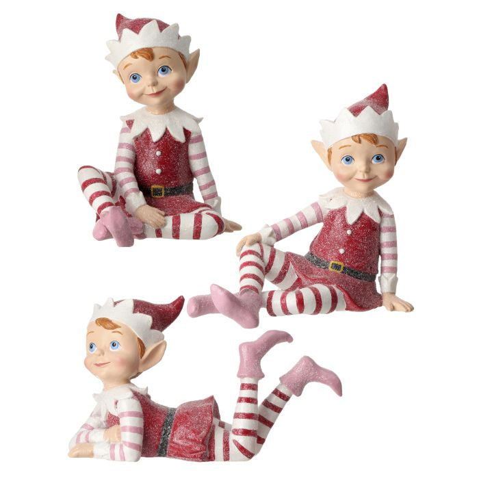 Elfes décoratifs de Noël aux friandises – Rouge et rose – 6 à 8 po