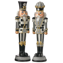 Casse-noisette décoratif royal – Noir, blanc et or – 13 po