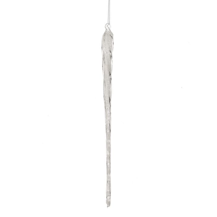 Ornement stalactite de Noël givré – Transparent irisé
