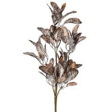Tige décorative de Noël givré de ruscus – Cuivre – 26 po