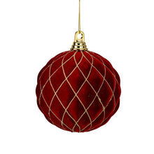 Boule de Noël en velours matelassé avec lignes dorées – Bourgogne – 150 mm