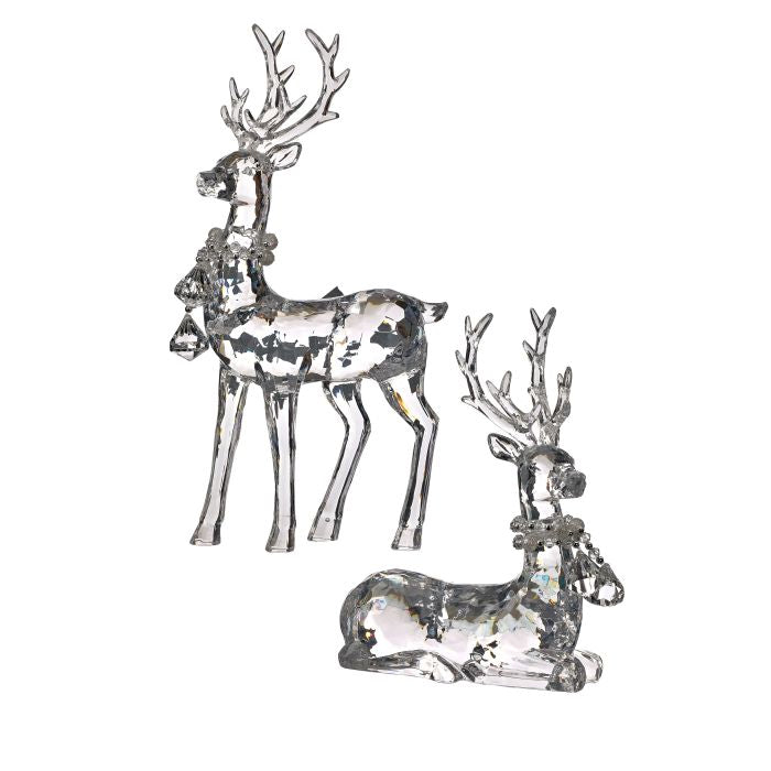 Renne décoratif de Noël orné de bijoux – Transparent et argent – 9 à 16 po