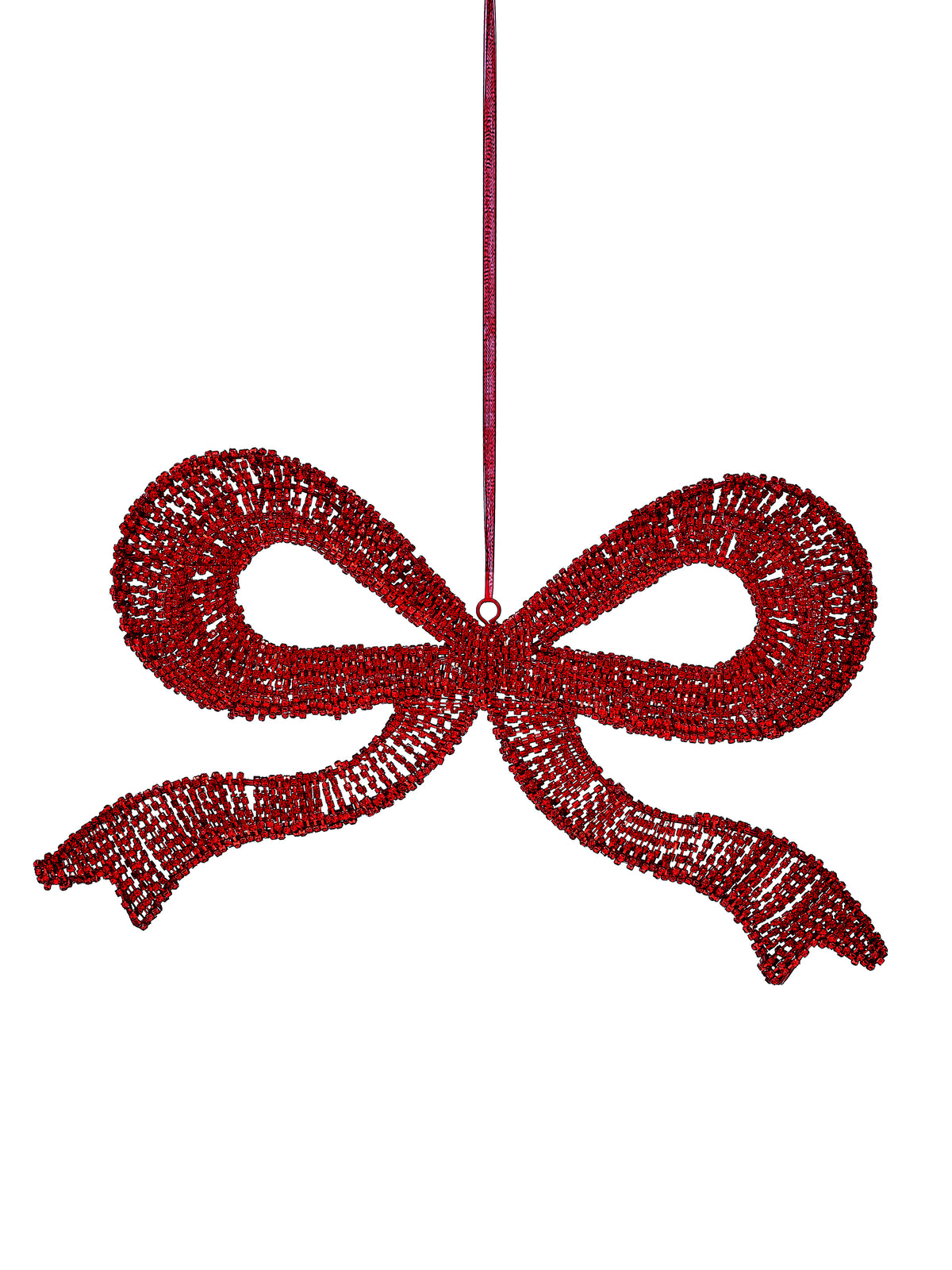 Boucle décorative de Noël ornée de bijoux – Rouge