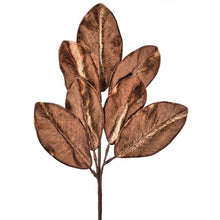 Tige décorative de Noël doré à magnolias – Bronze – 24 po
