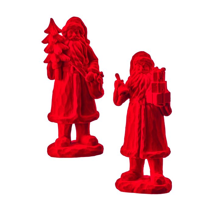 Père Noël décoratif floqué – Rouge – 11 po