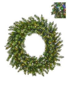 Couronne de Noël lumineuse Forest Fir – Vert – DEL double couleur – 38 po
