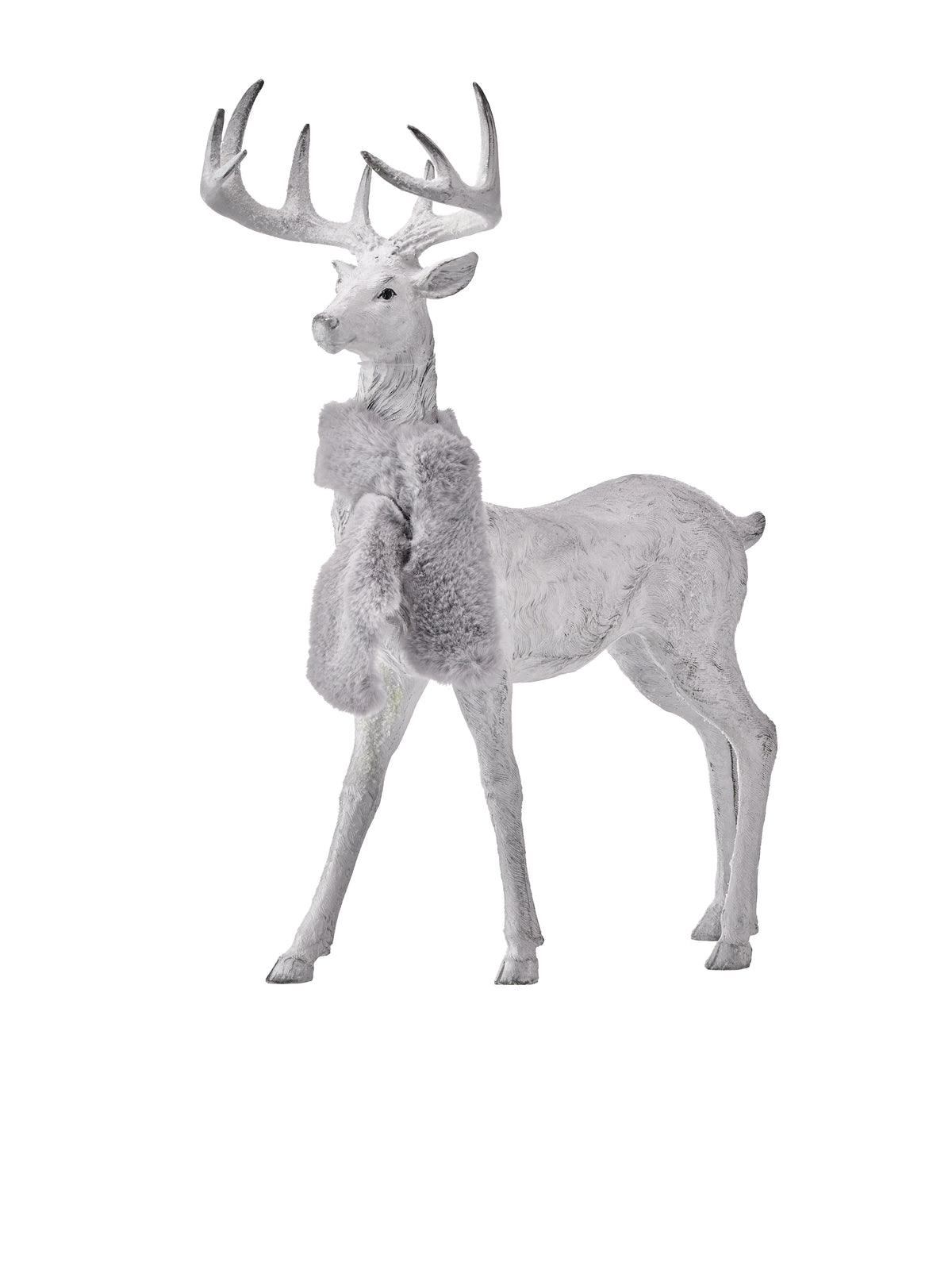 Renne décoratif de Noël – Blanc neige – 16 po