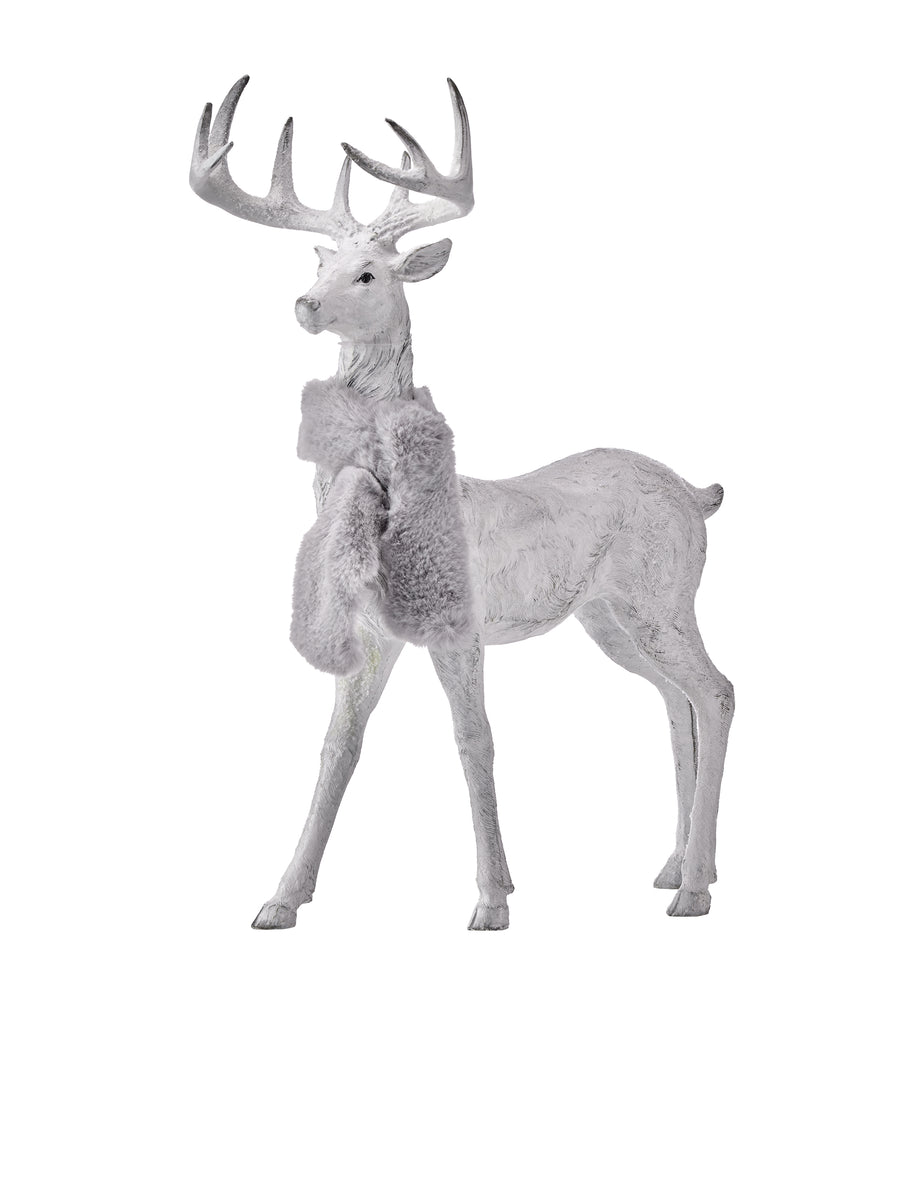 Renne décoratif de Noël – Blanc neige – 16 po