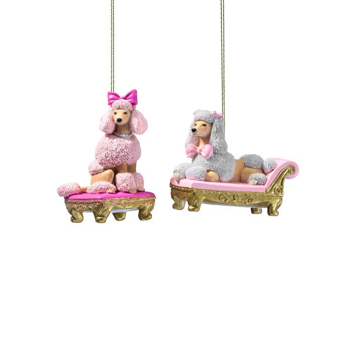 Ornement caniche – Rose vif – 4 po