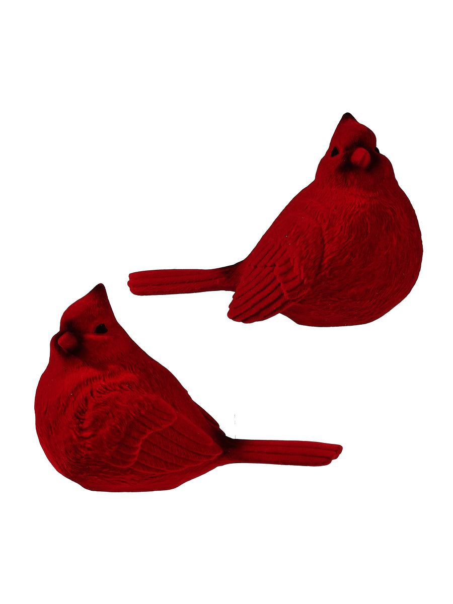 Figurine cardinal de Noël floqué avec cardinal – Rouge – 6 po