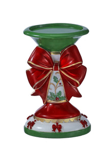 Bougeoir décoratif – Vert, rouge et or – 8 po
