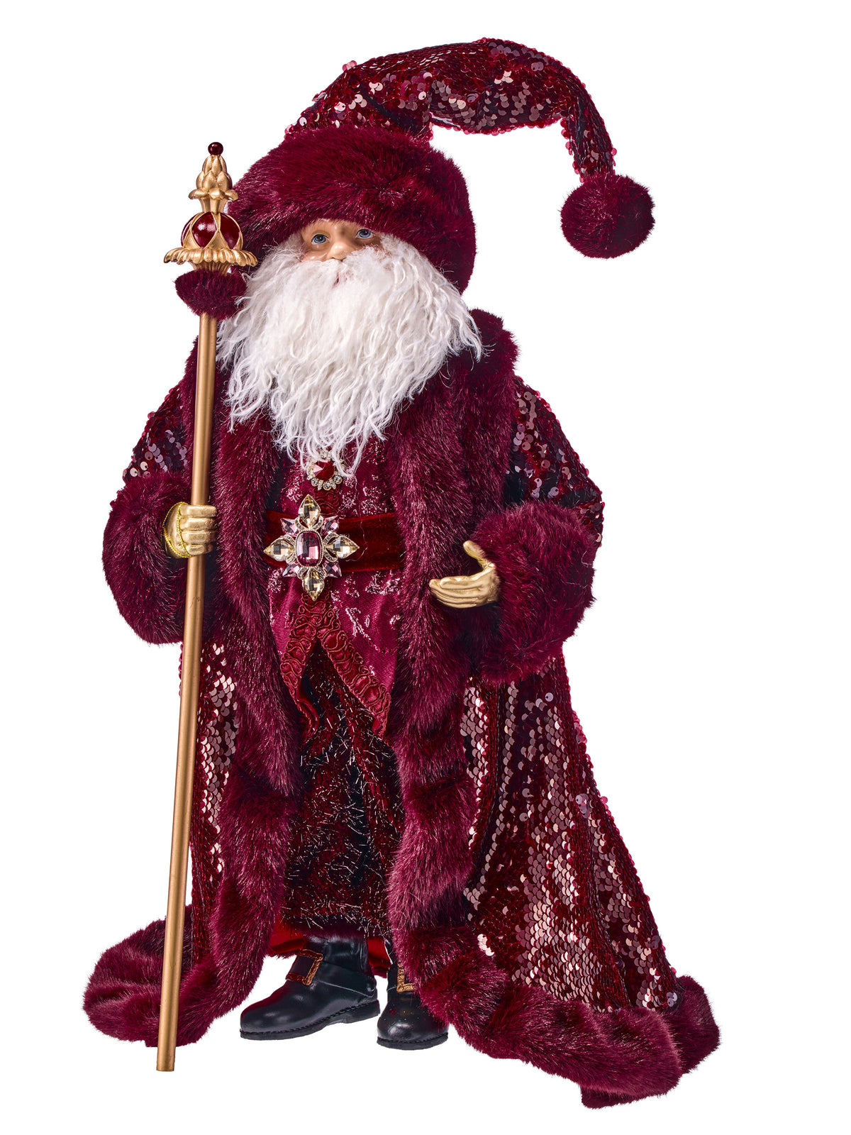 Père Noël décoratif Charleston – Bourgogne et or – 24 po