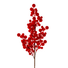 Tige décorative de Noël floqué à baies – Rouge – 37 po