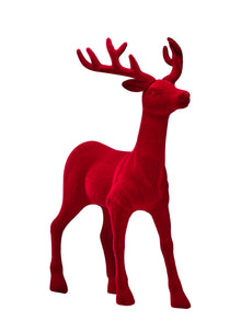 Renne décoratif de Noël floqué – Rouge – 18 po